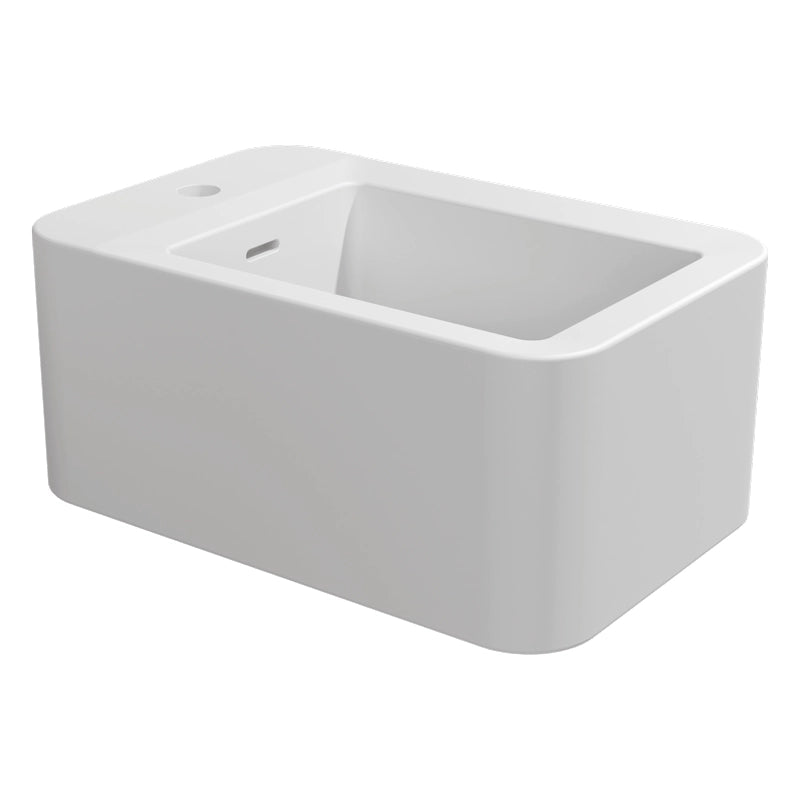 Flaminia Nile Coppia Sanitari Sospesi Bidet e Wc Goclean visto dall'alto con scarico e interno visibili - Ceramica Flaminia