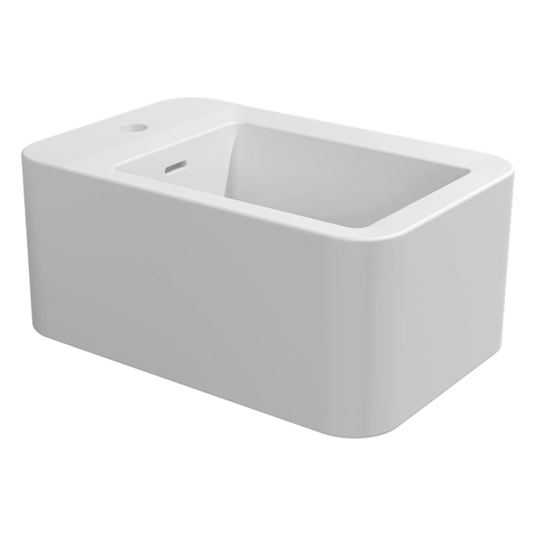 Flaminia Nile Coppia Sanitari Sospesi Bidet e Wc Goclean visto dall'alto con scarico e interno visibili - Ceramica Flaminia