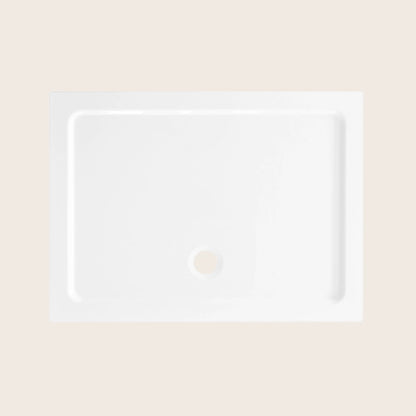 Flat Piatto Doccia 120x80 Rettangolare Bianco visto dall'alto con superficie e piletta di scarico - Exagonshop