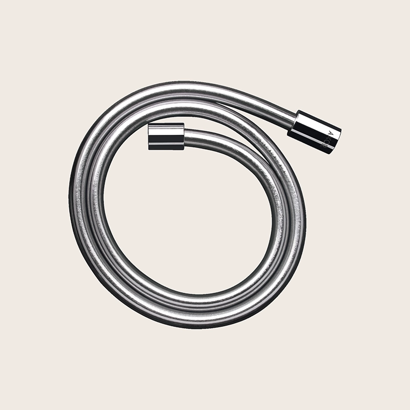 Flessibile doccetta 125 cm con dado Cromo Hansgrohe AXOR, vista frontale della maniglia e della bocca di erogazione