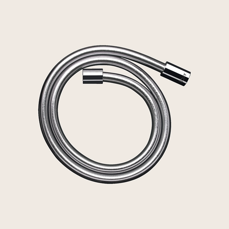 Flessibile doccetta 125 cm con dado Cromo Hansgrohe AXOR, vista frontale della maniglia e della bocca di erogazione