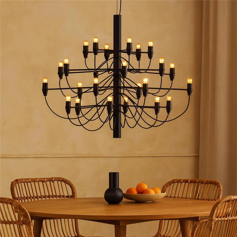 Flos 2097/30 Clear Bulbs Lampadario 88 cm bulbi trasparenti in ottone e opaco accesa in ambiente, design e diffusione...