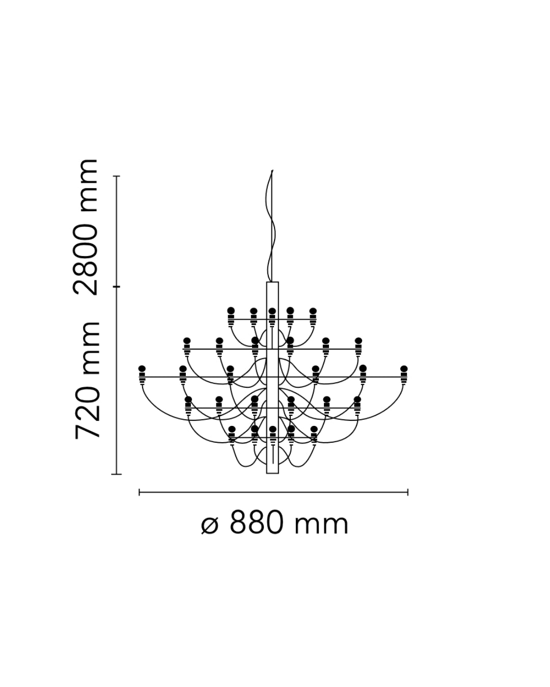 Flos 2097/30 Frosted Bulbs Lampadario 88 cm bulbi opachi cromo A1401057