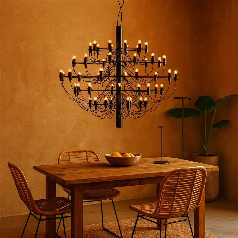 Flos 2097/50 Frosted Bulbs Lampadario 100 cm bulbi opachi in ottone e opaco accesa in ambiente, design e diffusione della...