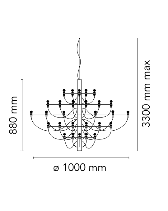 Flos 2097/50 Frosted Bulbs Lampadario 100 cm nero opaco bulbi opachi A1501031