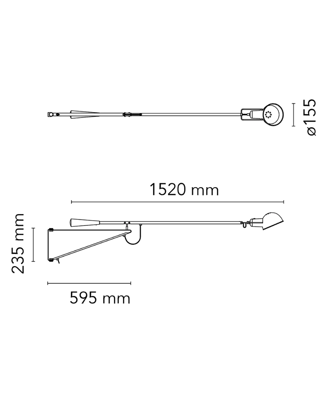 Flos 265 Small Lampada da parete 152 cm orientabile 75W nero A0320030