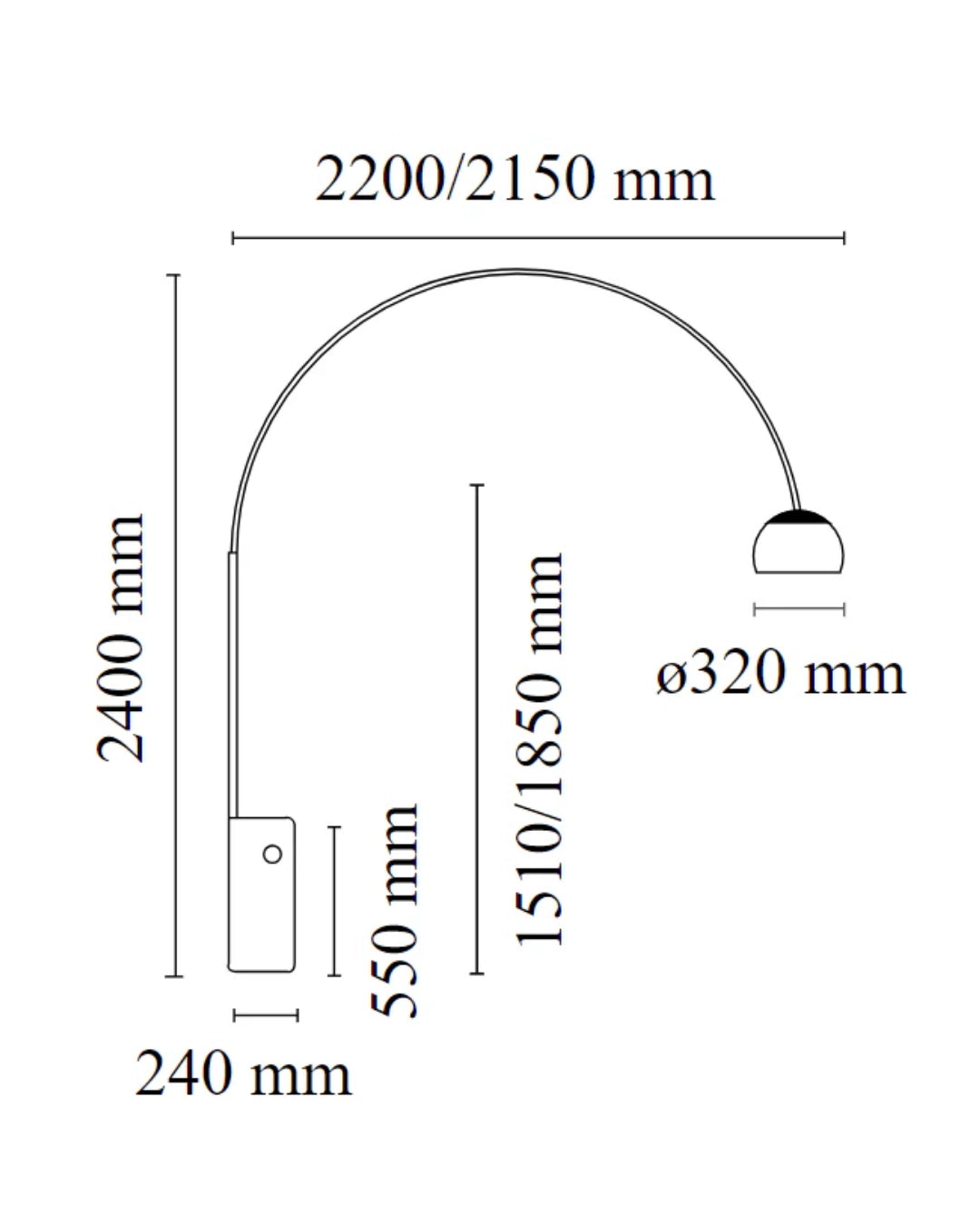 Flos Arco Lampada alogena a pavimento 240 cm in Marmo di Carrara F0300000