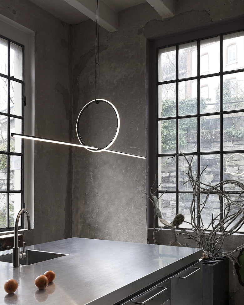 Flos Arrangements Line Rouns Small Lampada sospesa con rosone nero – vista 2