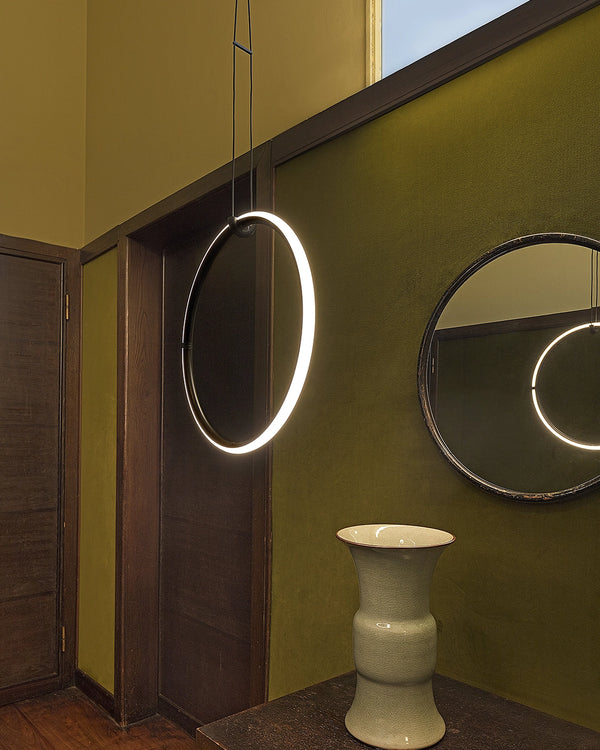 Flos Arrangements Round Medium Lampada a Sospensione con rosone Nero Opaco