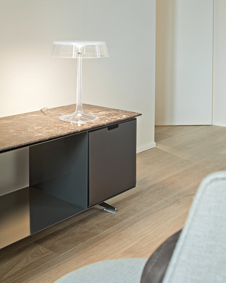 Flos Bon Jour Lampada Da Tavolo Bianca con corona Trasparente F1032009 – Flos