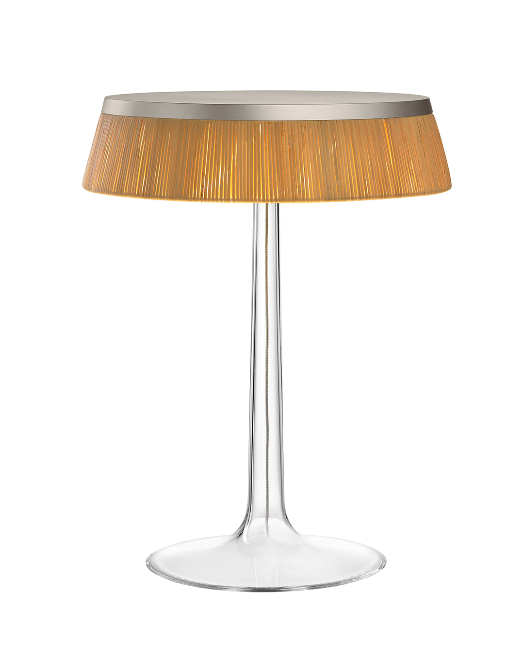 Flos Bon Jour Lampada Da Tavolo cromo opaco con corona rafia F1032046 – vista 3