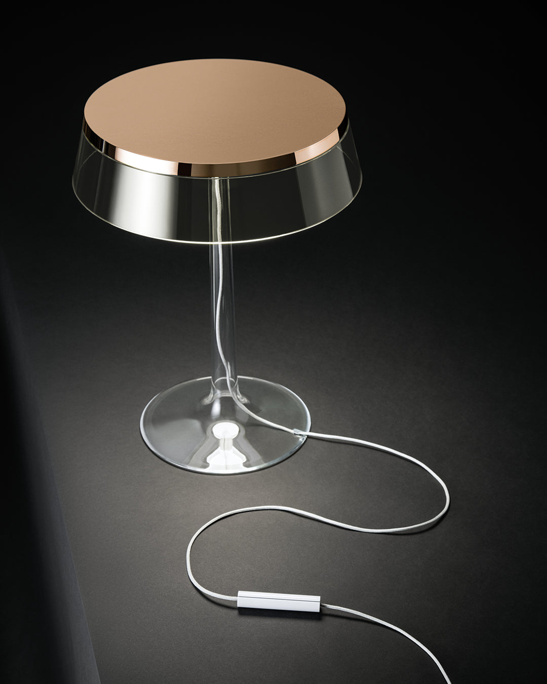 Flos Bon Jour Lampada Da Tavolo rame con corona trasparente F1032015 – Flos