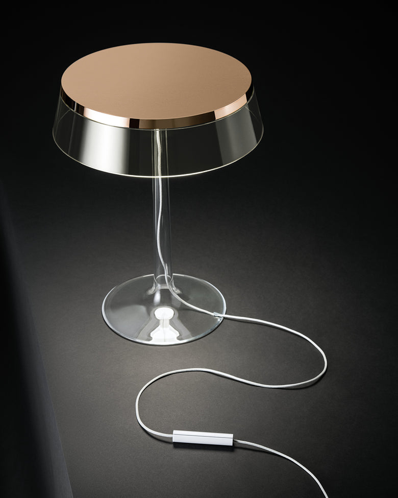 Flos Bon Jour Lampada Da Tavolo rame con corona trasparente F1032015 – Flos