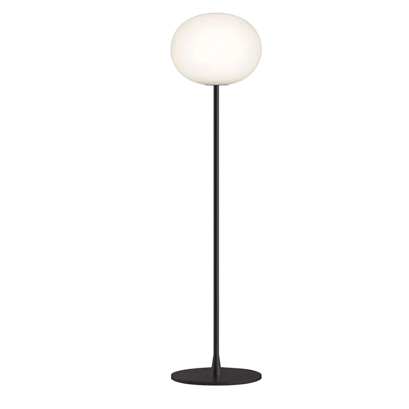Flos Glo-ball Floor 1 Lampada a pavimento nero opaco, vista posteriore con attacco elettrico