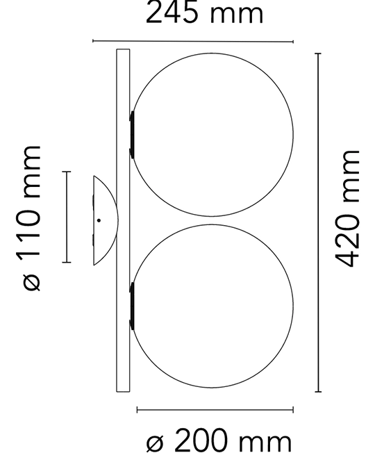 Flos IC Lights Ceiling Wall 1 Double Lampada parete soffitto nero F3157030