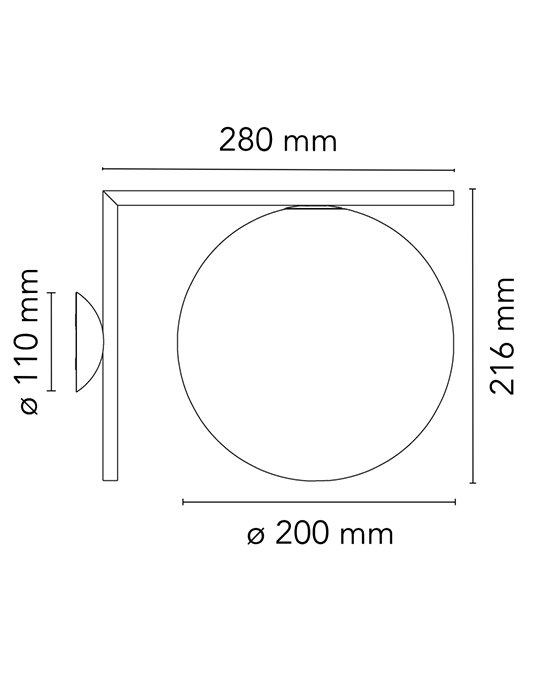 Flos IC Lights Ceiling Wall 1 Lampada parete soffitto Nero F3178030