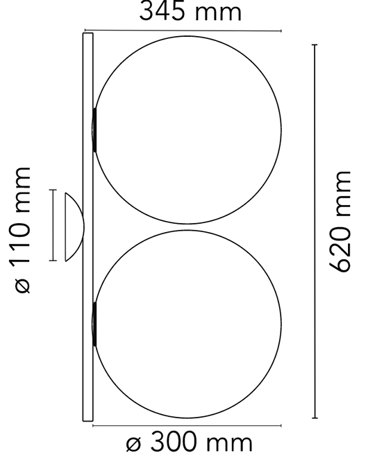 Flos IC Lights Ceiling Wall 2 Double Lampada parete soffitto cromo F3159057