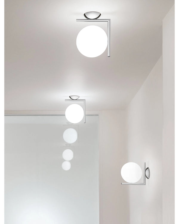 Flos IC Lights Ceiling Wall 2 Lampada parete soffitto cromo F3179057