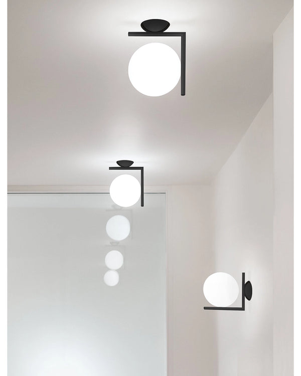 Flos IC Lights Ceiling Wall 2 Lampada parete soffitto nero F3179030
