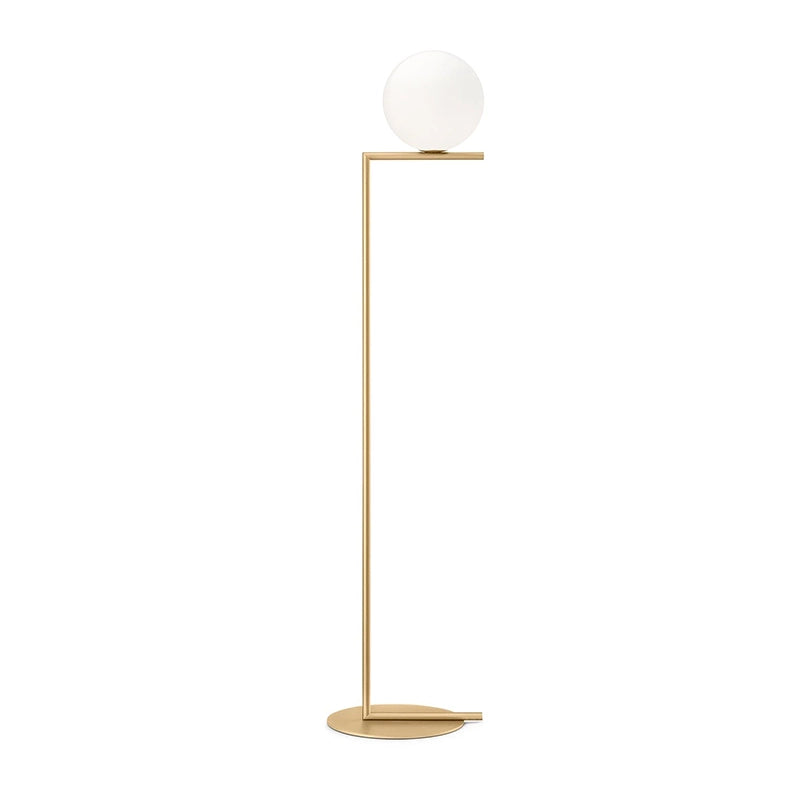 Flos IC Lights Floor 1 Lampada da pavimento Ottone spenta, dettaglio del corpo lampada e dei materiali