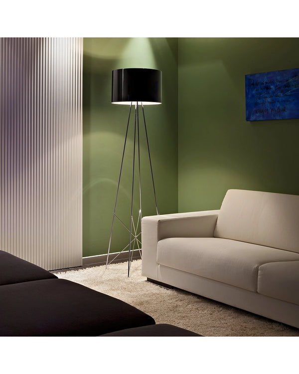 Flos Ray Floor 2 Lampada a pavimento nero lucido con dimmer F5921030