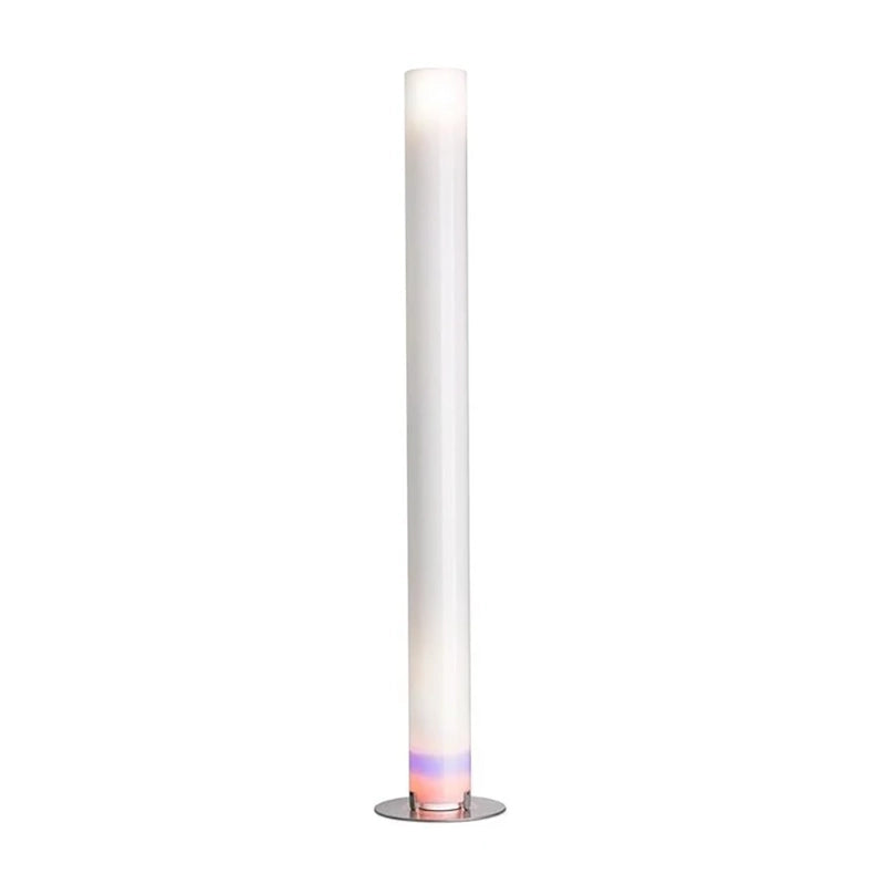 Flos Stylos Lampada da pavimento argento PMMA spenta, dettaglio del corpo lampada e dei materiali