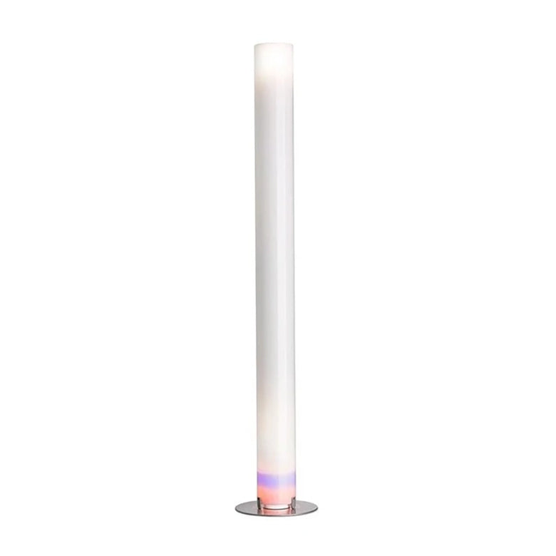 Flos Stylos Lampada da pavimento argento PMMA spenta, dettaglio del corpo lampada e dei materiali