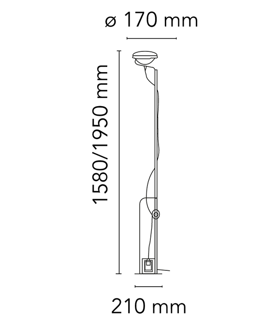 Flos Toio Led Lampada a Pavimento telescopica Nero F7630030 – vista 8
