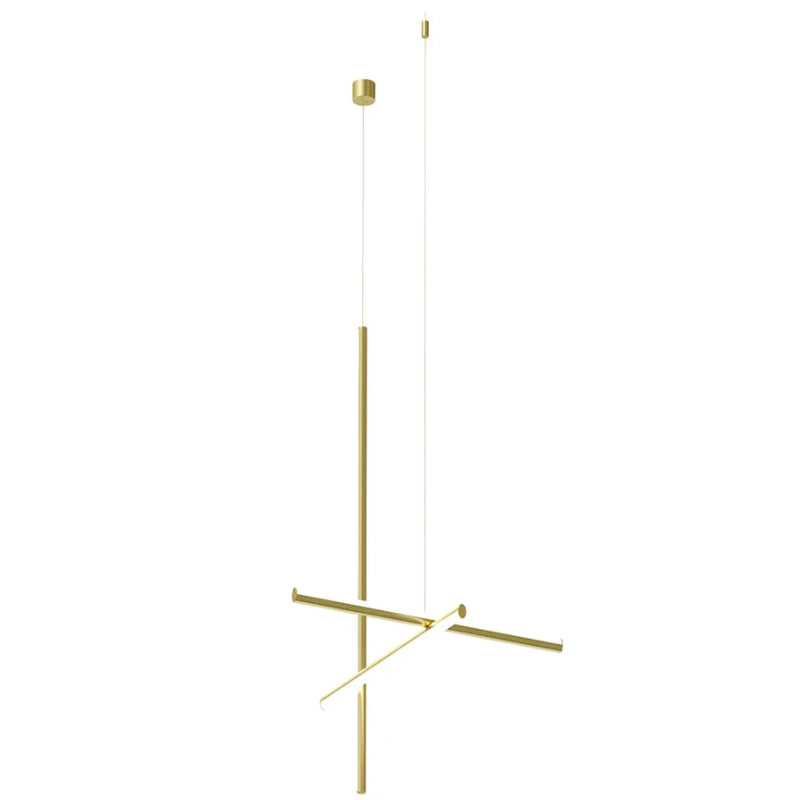 Flos Coordinates Ceiling 1 Long Lampada a Sospensione Champagne Anodizzato in alluminio accesa in ambiente, design e...