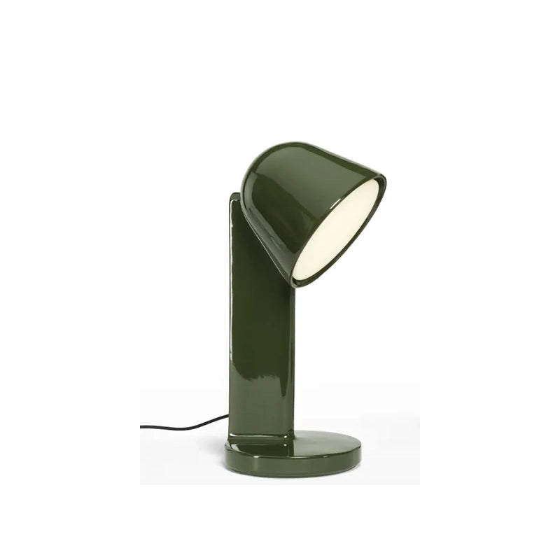 Flos ceramique down verde muschio Lampada da tavolo in spenta, dettaglio del corpo lampada e dei materiali
