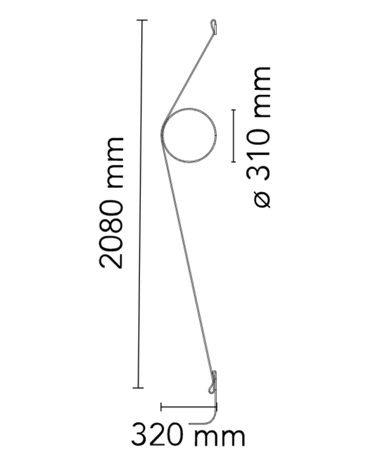 Flos wirering lampada a parete 208 cm cavo grigio anello oro F9513044