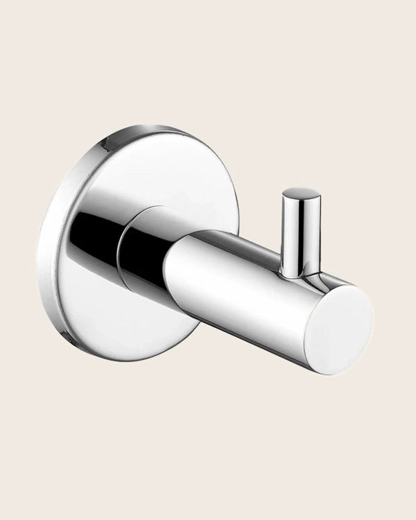 Gancio appendi asciugamano nichel spazzolato Minimal in acciaio inox e opaco montato a parete, vista del design e della...