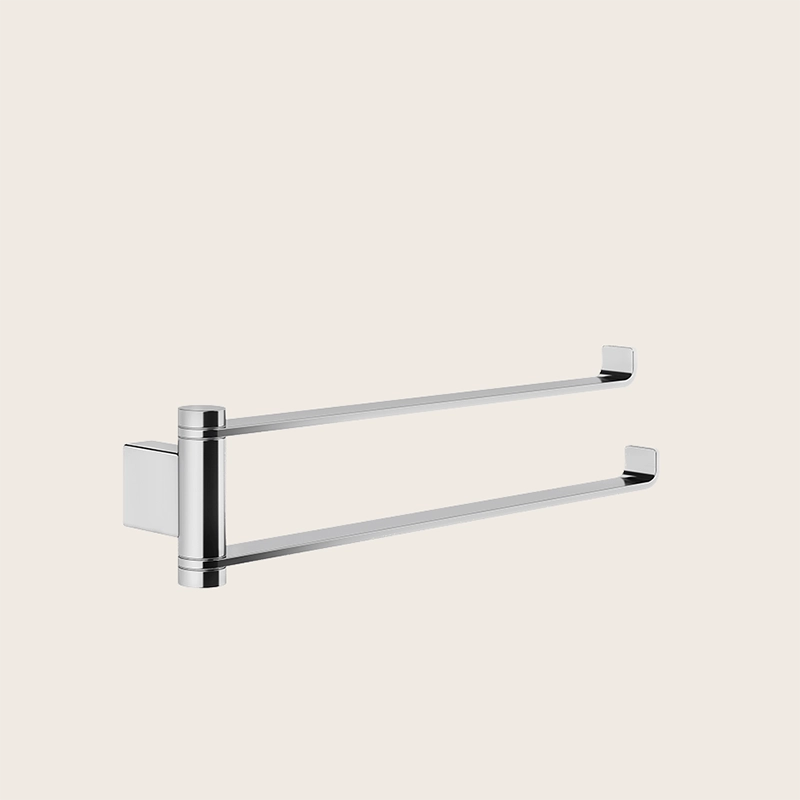 Gessi Emporio Porta asciugamani doppio a muro orientabile Cromo Lucido montato a parete, vista del design e della finitura