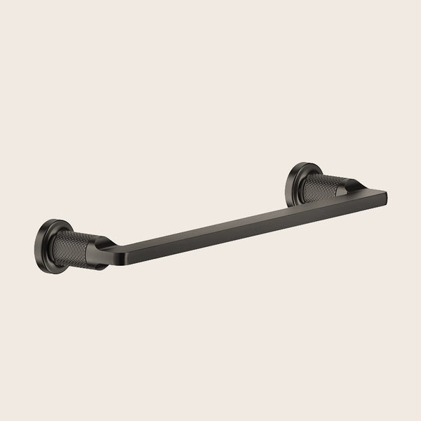 Gessi Inciso portasciugamani 45 cm a muro cromo Black Metal Brushed montato a parete, vista del design e della finitura
