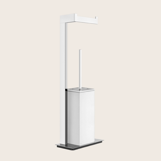Gessi Rettangolo Piantana portascopino portarotolo Bianco montato a parete, vista del design e della finitura