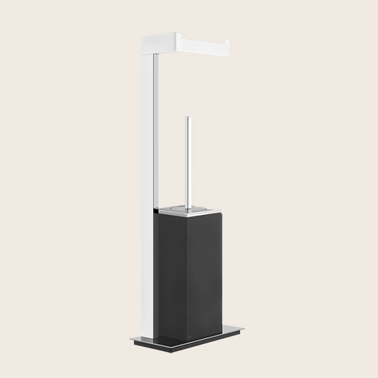Gessi Rettangolo Piantana portascopino portarotolo nero Nero Opaco montato a parete, vista del design e della finitura