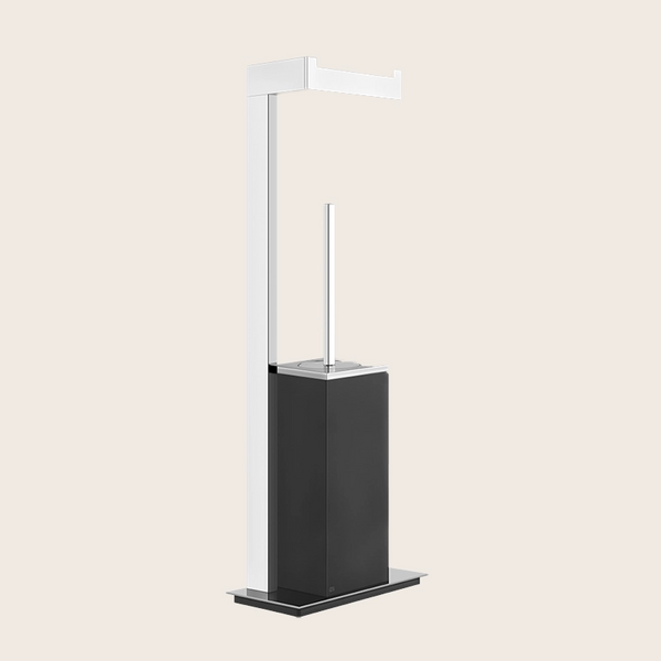 Gessi Rettangolo Piantana portascopino portarotolo nero Nero Opaco montato a parete, vista del design e della finitura