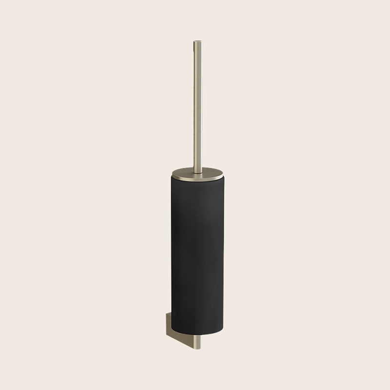 Gessi Porta scopino a muro nero brass brushed pvd in ottone e spazzolato montato a parete, vista del design e della finitura