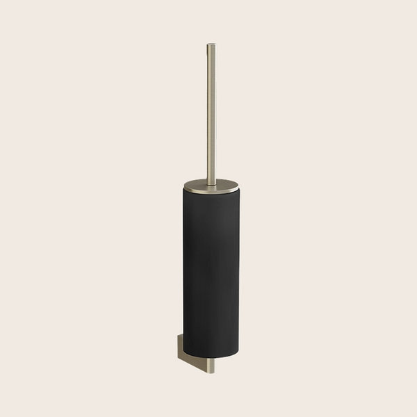 Gessi Porta scopino a muro nero brass brushed pvd in ottone e spazzolato montato a parete, vista del design e della finitura