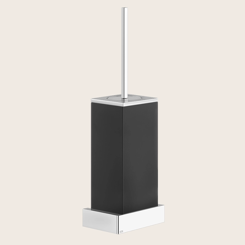 Gessi Rettangolo Porta scopino a parete nero cromo montato a parete, vista del design e della finitura