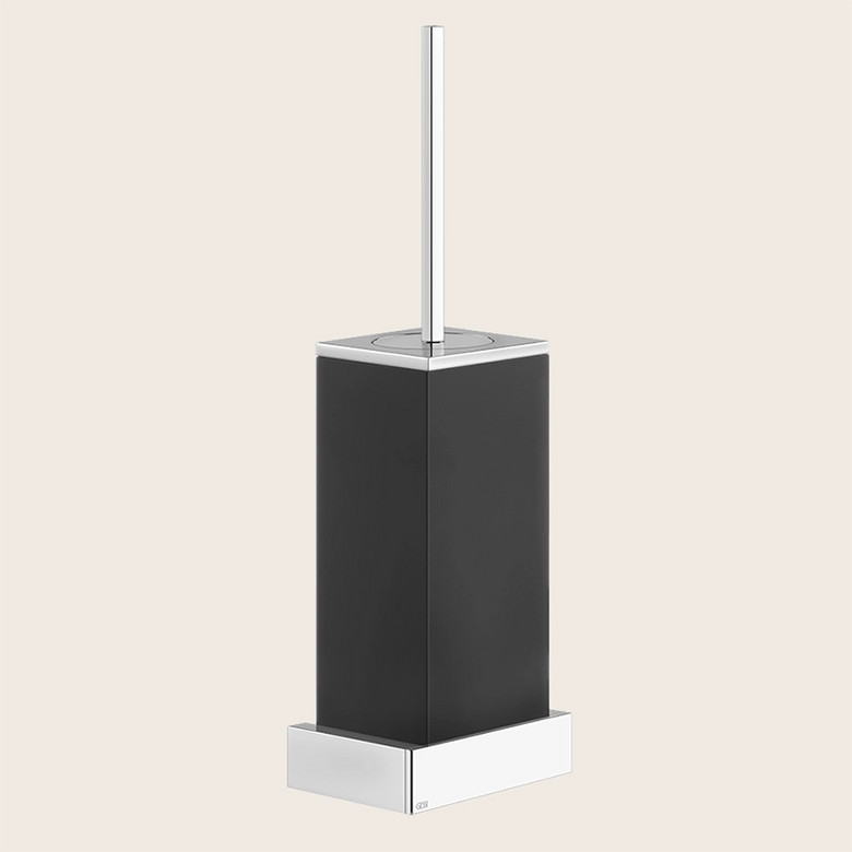 Gessi Rettangolo Porta scopino a parete nero cromo montato a parete, vista del design e della finitura