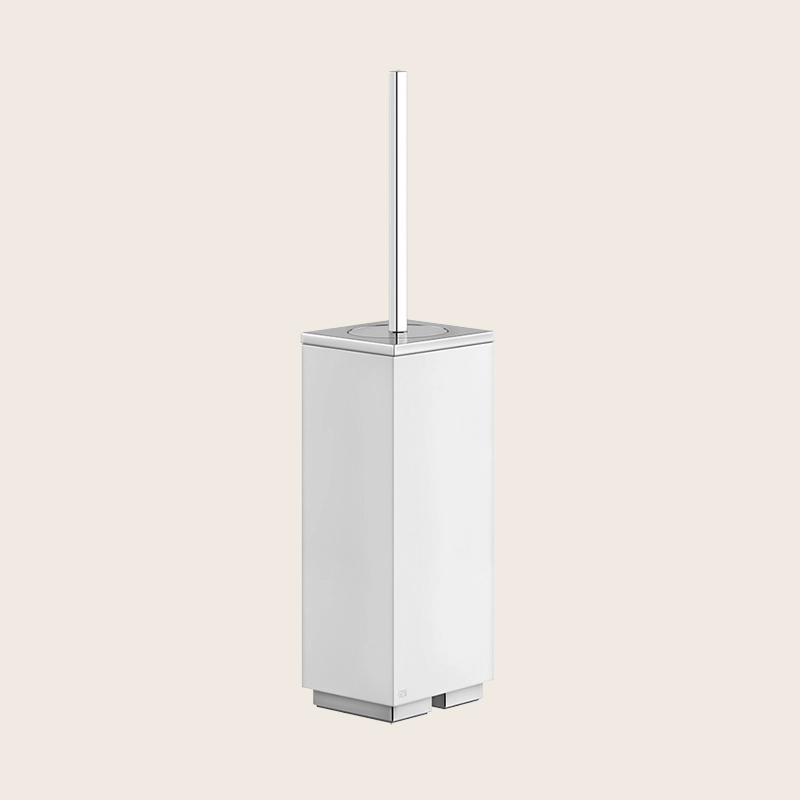 Gessi Rettangolo Porta scopino da appoggio bianco cromo Cromo Lucido montato a parete, vista del design e della finitura