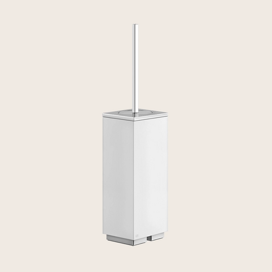 Gessi Rettangolo Porta scopino da appoggio bianco cromo Cromo Lucido montato a parete, vista del design e della finitura
