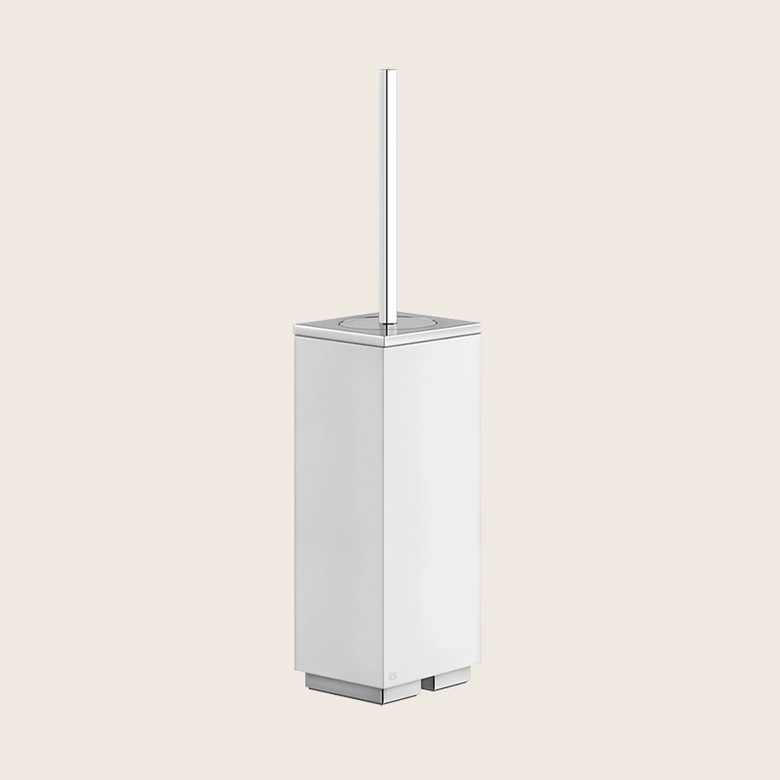 Gessi Rettangolo Porta scopino da appoggio bianco cromo Cromo Lucido montato a parete, vista del design e della finitura