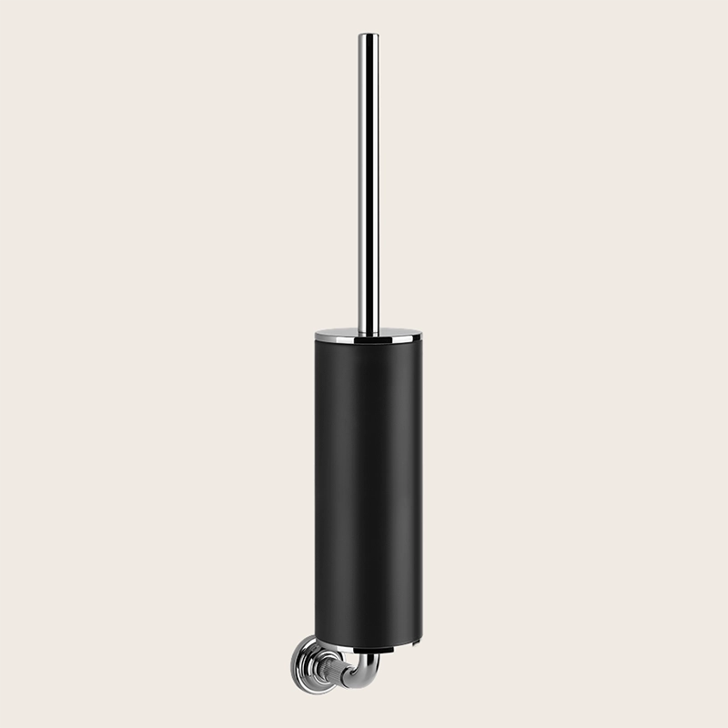 Gessi Venti20 Porta scopino a parete nero cromo montato a parete, vista del design e della finitura