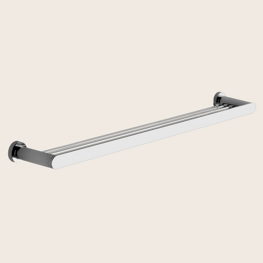Gessi emporio Mensola a parete 45 cm cromo Cromo Lucido installato in bagno moderno con ante in vetro temperato