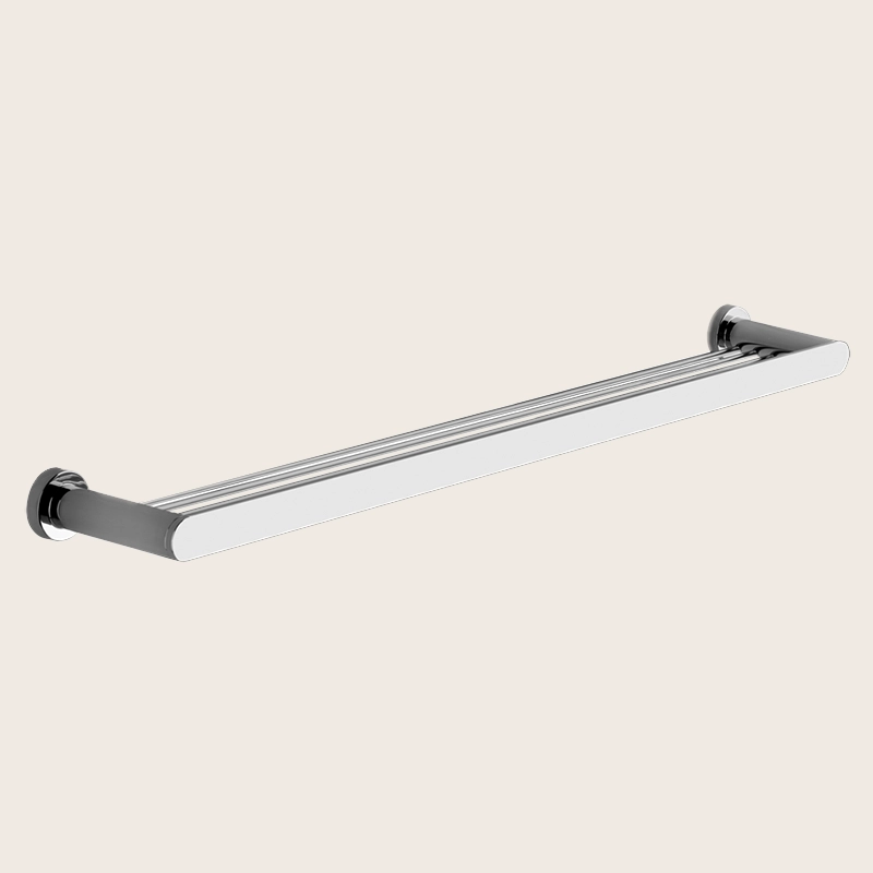 Gessi emporio Mensola a parete 60 cm cromo Cromo Lucido installato in bagno moderno con ante in vetro temperato