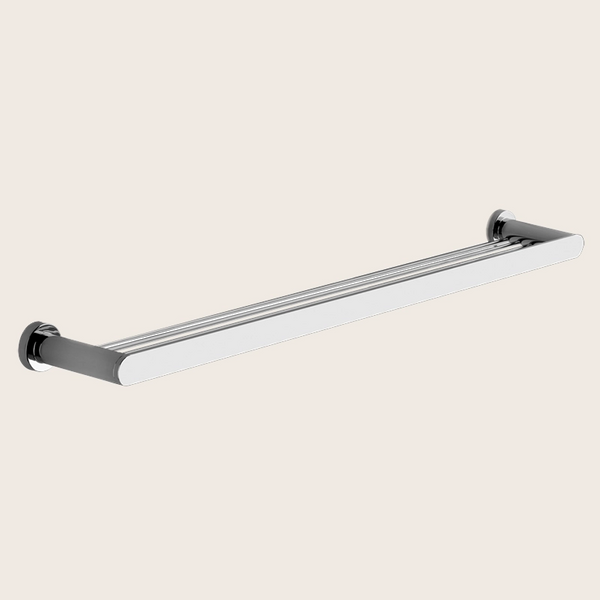 Gessi emporio Mensola a parete 60 cm cromo Cromo Lucido installato in bagno moderno con ante in vetro temperato