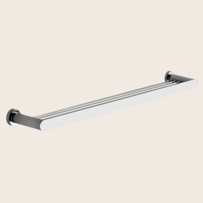 Gessi emporio Mensola a parete 60 cm cromo Cromo Lucido installato in bagno moderno con ante in vetro temperato