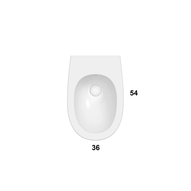 Globo 4LL coppia sanitari sospesi senza brida sedile visto dall'alto con scarico e interno visibili - Ceramica Globo